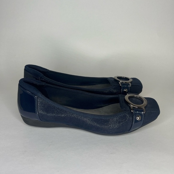 anne klein shoes Slip Ons Wedge Women Size 8.5M Blue Textile Comfort Logo - Picture 5 of 15